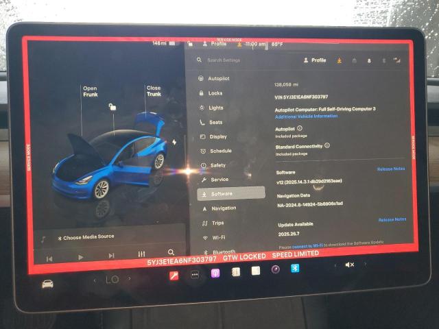 2022 TESLA MODEL 3 5YJ3E1EA6NF303797