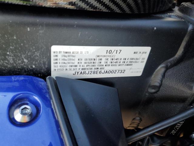 2018 YAMAHA YZFR6 - JYARJ28E6JA002732