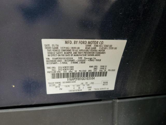 2016 FORD TAURUS LIM 1FAHP2F81GG103104