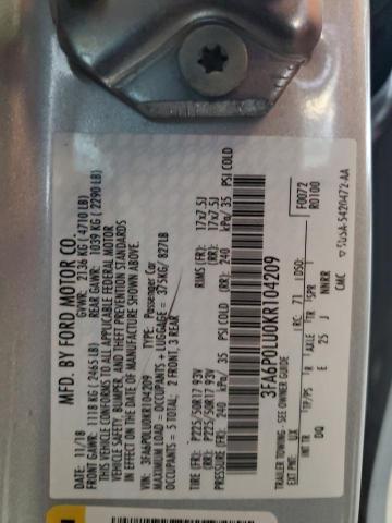 2019 FORD FUSION SE 3FA6P0LU0KR104209