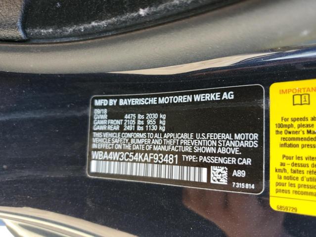 2019 BMW 430I WBA4W3C54KAF93481