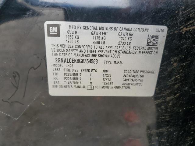 2016 CHEVROLET EQUINOX LT 2GNALCEK8G6354588
