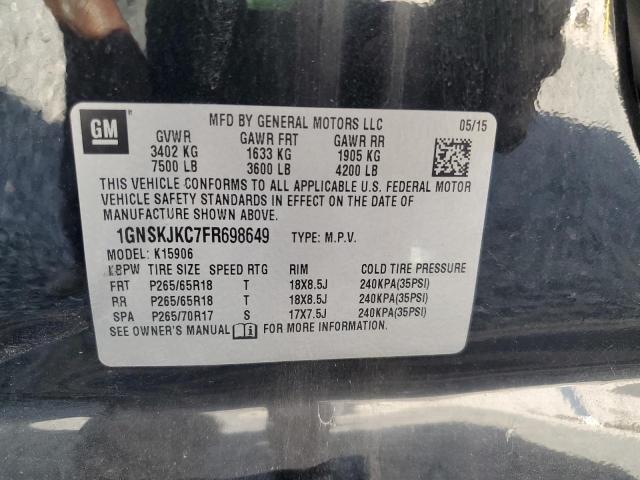 2015 CHEVROLET SUBURBAN K1500 LT - 1GNSKJKC7FR698649