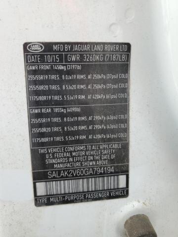 2016 LAND ROVER LR4 HSE LU SALAK2V60GA794194
