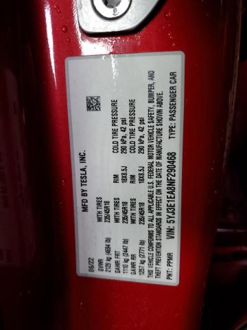 2022 TESLA MODEL 3 5YJ3E1EA8NF290468