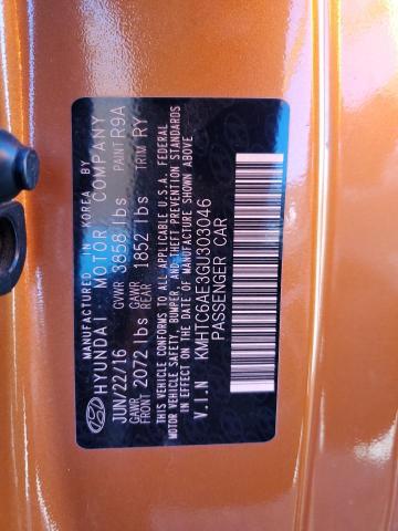 2016 HYUNDAI VELOSTER T - KMHTC6AE3GU303046