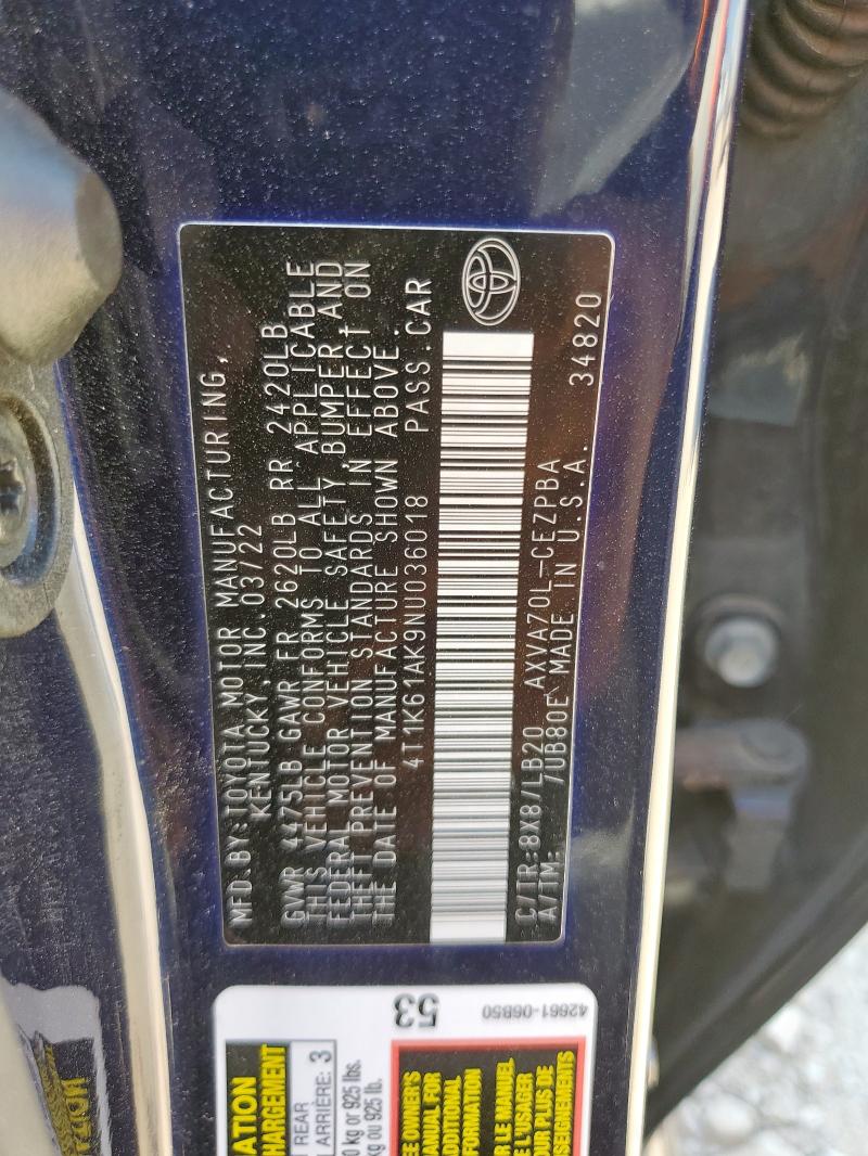 2022 TOYOTA CAMRY XSE - 4T1K61AK9NU036018