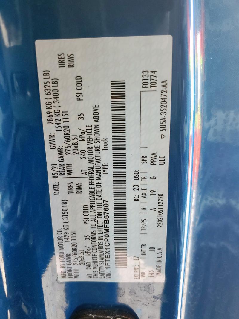 2021 FORD F150 SUPER - 1FTEX1CP0MFB67607