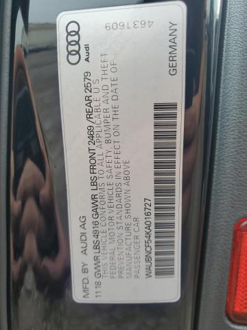 2019 AUDI A5 PREMIUM WAUBNCF54KA016727