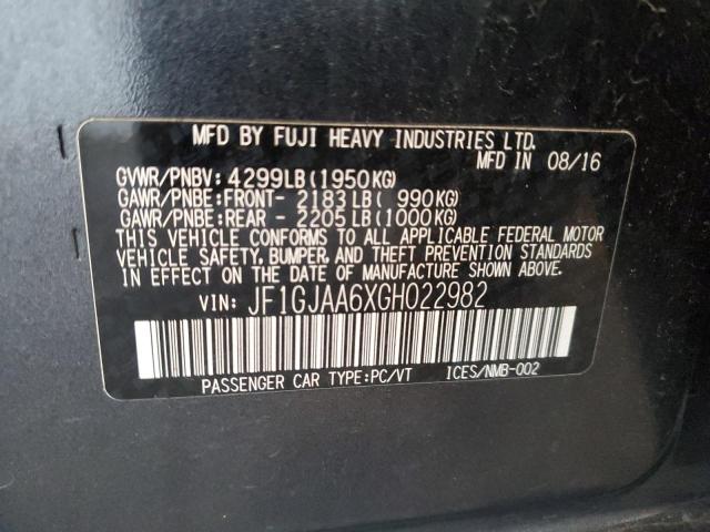 2016 SUBARU IMPREZA JF1GJAA6XGH022982