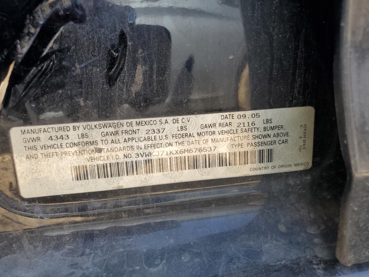 Lot #3273743357 2006 VOLKSWAGEN JETTA 2.0T