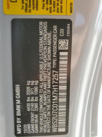 2021 BMW M2 COMPETI WBS2U7C01M7H17257
