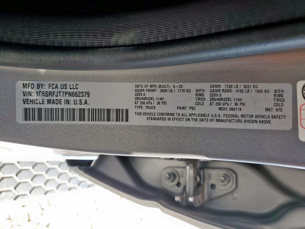 2023 RAM 1500 LARAM - 1C6SRFJT7PN662379