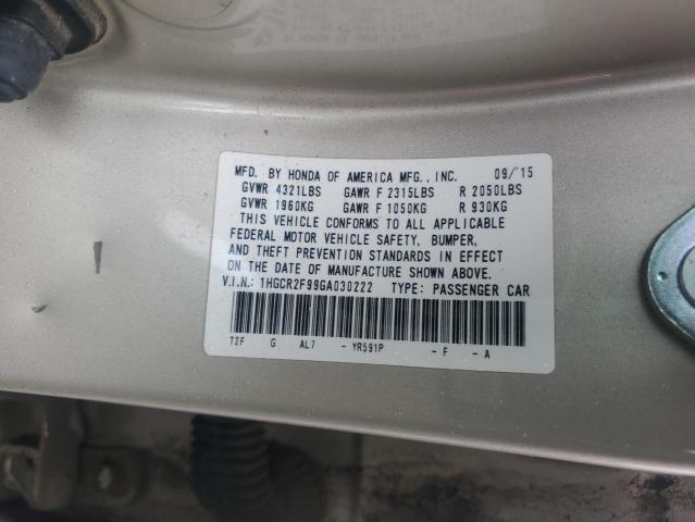 2016 HONDA ACCORD EXL 1HGCR2F99GA030222