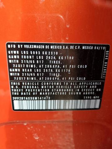 2019 VOLKSWAGEN TIGUAN SE 3VV2B7AXXKM141473