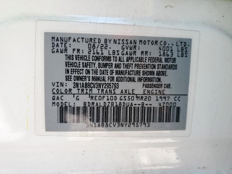 2022 NISSAN SENTRA SV 3N1AB8CV3NY295793