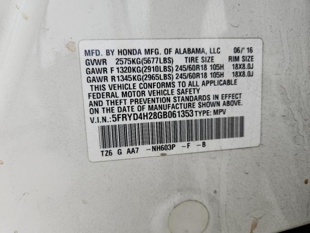 2016 ACURA MDX 5FRYD4H28GB061353