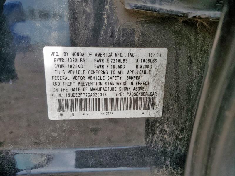 2016 ACURA ILX PREMIU 19UDE2F77GA020318