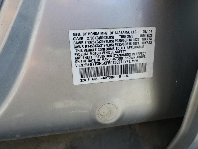 2015 HONDA PILOT EXL 5FNYF3H5XFB013027