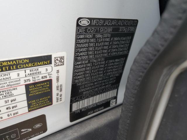 2019 LAND ROVER RANGE ROVE - SALGR2RVXKA550231