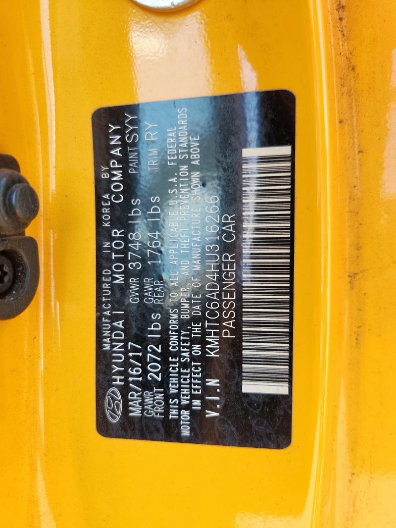 2017 HYUNDAI VELOSTER - KMHTC6AD4HU316266