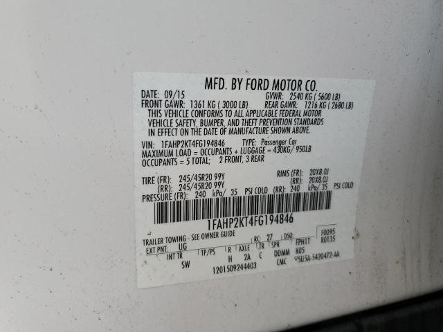 2015 FORD TAURUS SHO 1FAHP2KT4FG194846