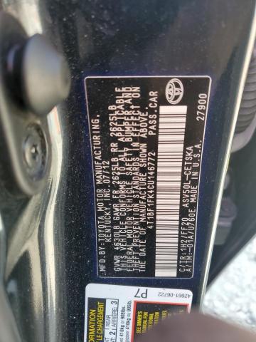 2012 TOYOTA CAMRY BASE - 4T1BF1FK4CU146772