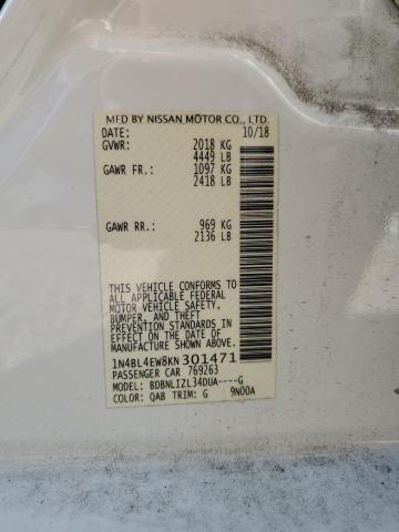 2019 NISSAN ALTIMA SL 1N4BL4EW8KN301471