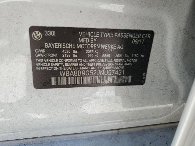 2018 BMW 330 I WBA8B9G52JNU57431
