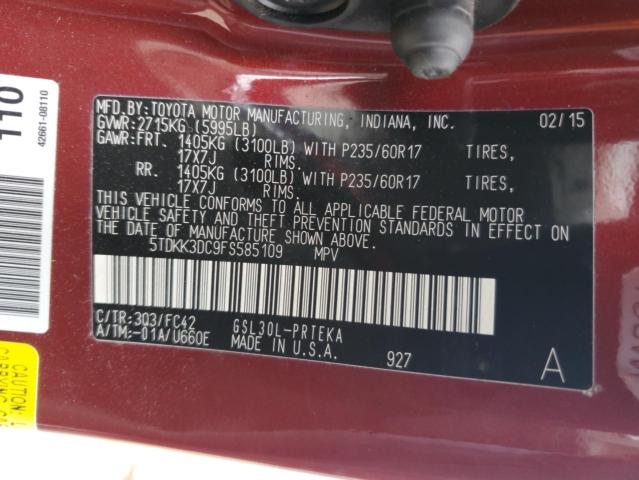 2015 TOYOTA SIENNA LE 5TDKK3DC9FS585109