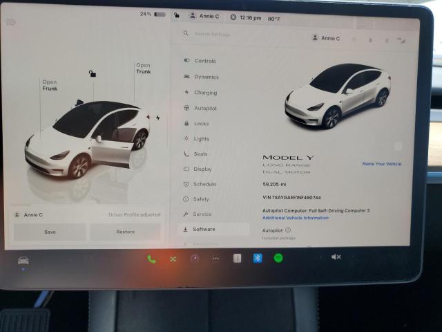 2022 TESLA MODEL Y 7SAYGAEE1NF490744