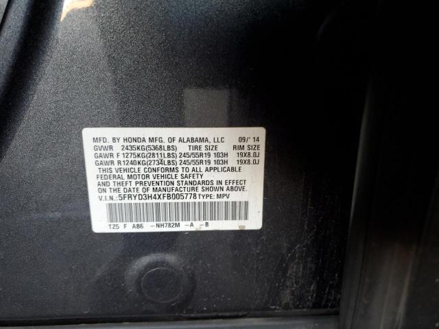 2015 ACURA MDX TECHNO 5FRYD3H4XFB005778