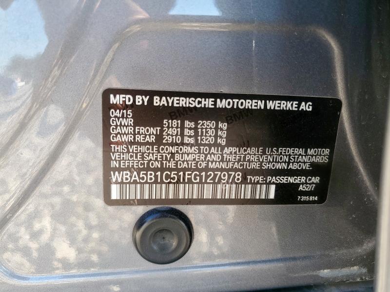 2015 BMW 535 I WBA5B1C51FG127978