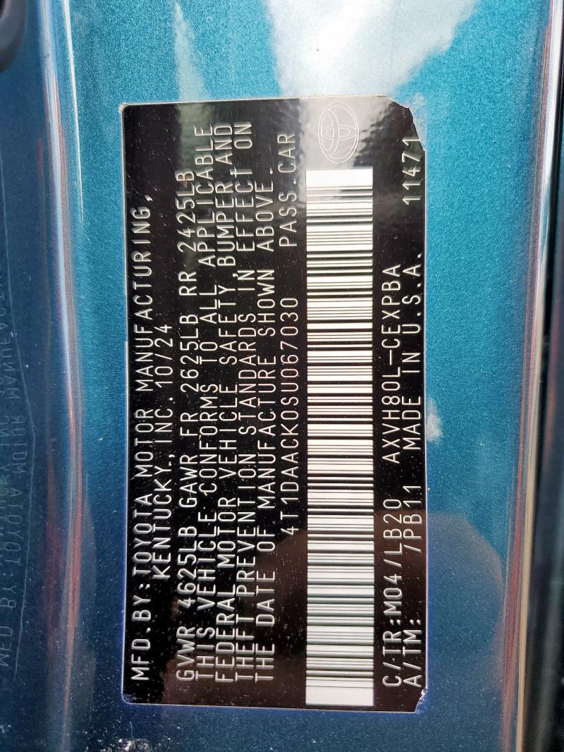 2025 TOYOTA CAMRY XSE 4T1DAACK0SU067030