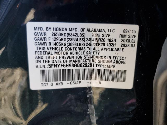 2016 HONDA PILOT TOURING - 5FNYF6H98GB029281