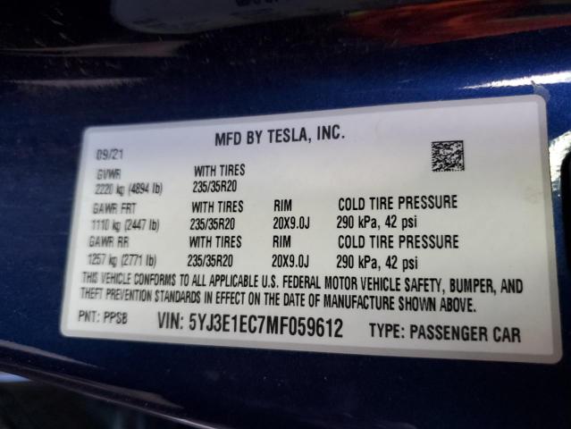 2021 TESLA MODEL 3 #3296218483