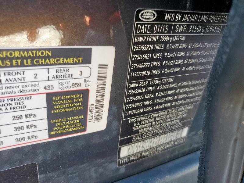 2015 LAND ROVER RANGE ROVE - SALGS2TF6FA214975