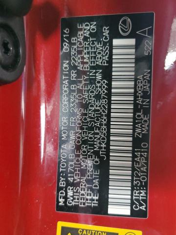 2017 LEXUS CT 200 JTHKD5BH6H2287999