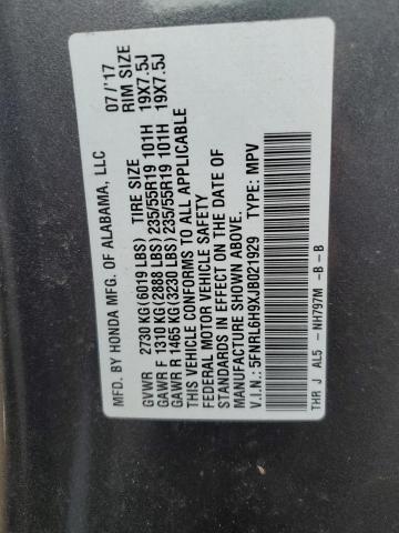 2018 HONDA ODYSSEY EL 5FNRL6H9XJB021929
