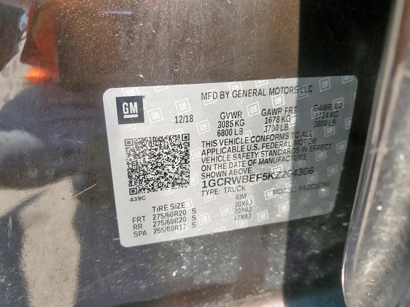 2019 CHEVROLET SILVERADO 1GCRWBEF5KZ204306