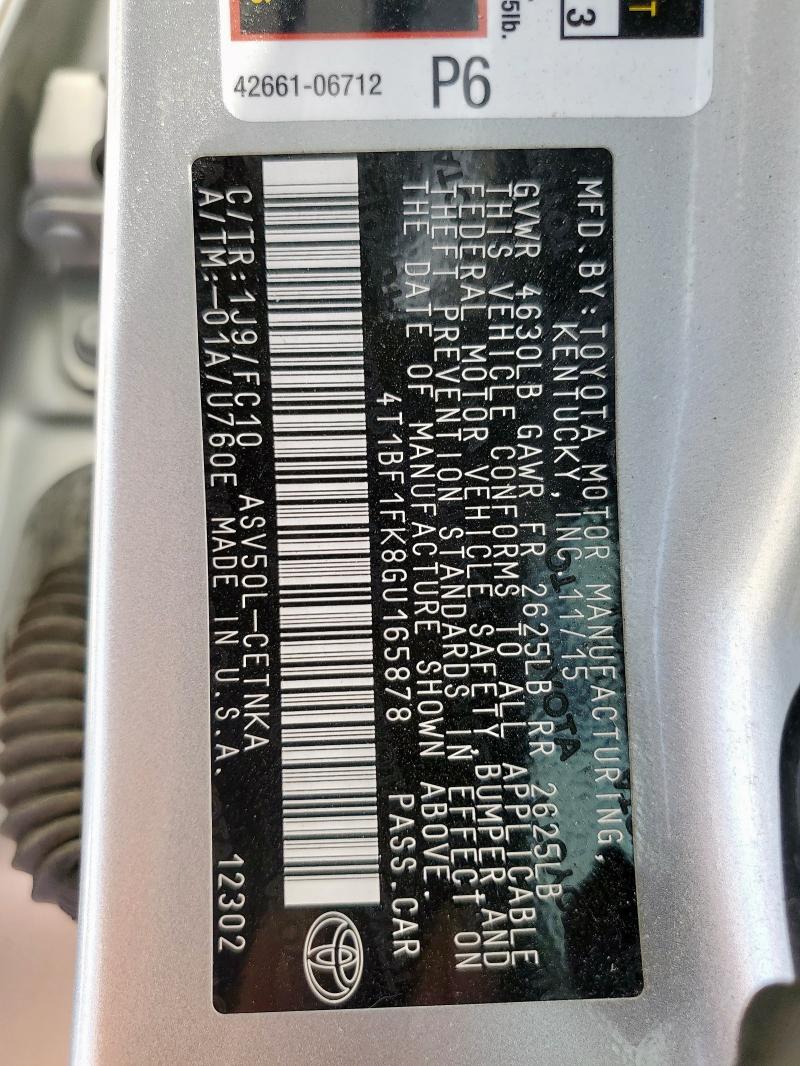 2016 TOYOTA CAMRY LE #3278972040