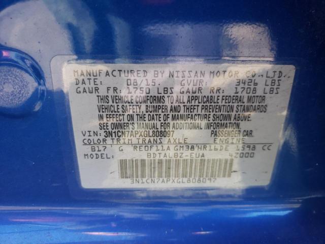 2016 NISSAN VERSA S 3N1CN7APXGL808097