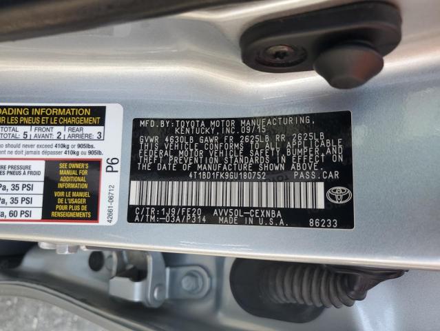 2016 TOYOTA CAMRY HYBR 4T1BD1FK9GU180752