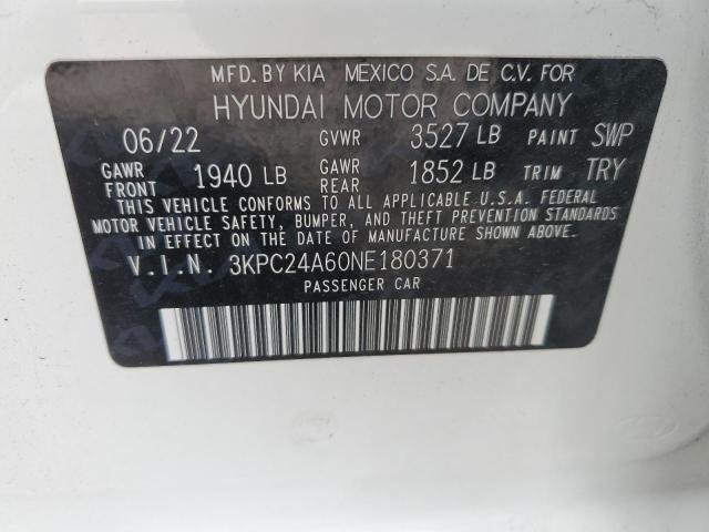 2022 HYUNDAI ACCENT SE 3KPC24A60NE180371