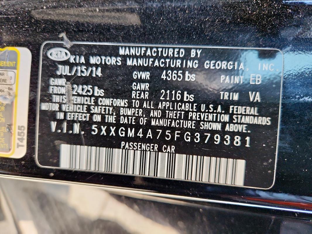 2015 KIA OPTIMA - 5XXGM4A75FG379381