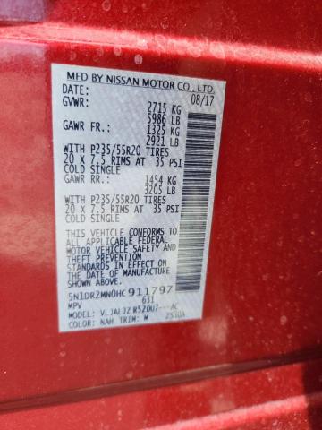 2017 NISSAN PATHFINDER 5N1DR2MN0HC911797