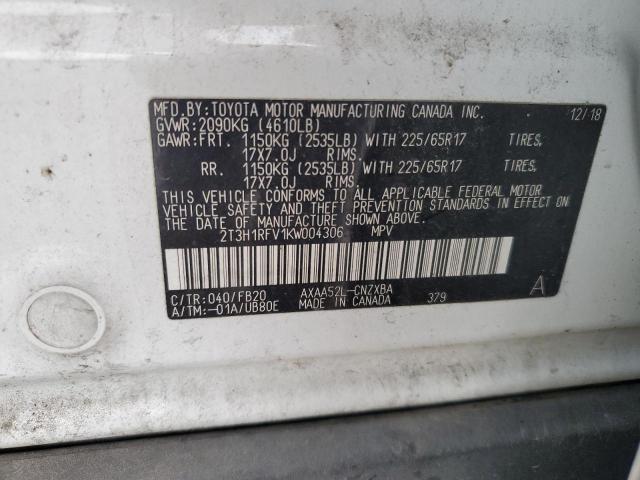 2019 TOYOTA RAV4 LE - 2T3H1RFV1KW004306