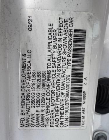 2021 ACURA TLX TYPE S 19UUB7F08MA001376