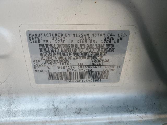 2018 NISSAN VERSA S 3N1CN7AP1JK402805