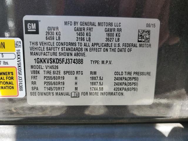 2015 GMC ACADIA SLT 1GKKVSKD5FJ374388